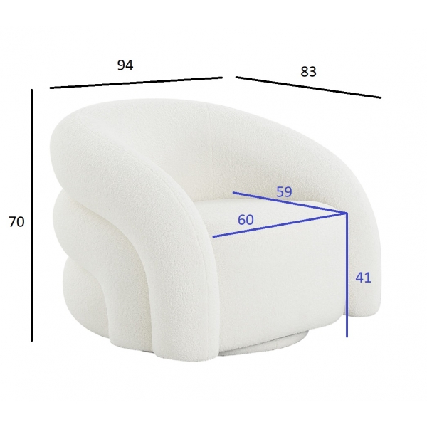 DY-KRES-117 BEL Кресло поворотное, иск.мех белый 94*83*70см