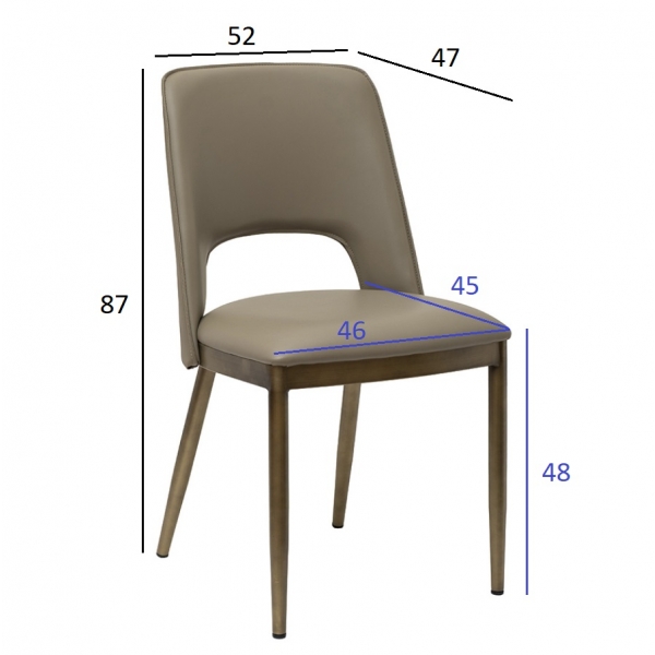 163YH-06574 Стул обеденный экокожа бежевый+бронза 47*52*87см