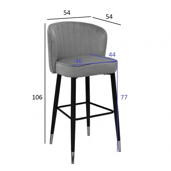 30C-309W-2 BG Cтул барный велюр бежевый 54*54*106см