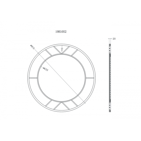 KFG082 Зеркало круглое в металл. раме цвет золото d91,5см