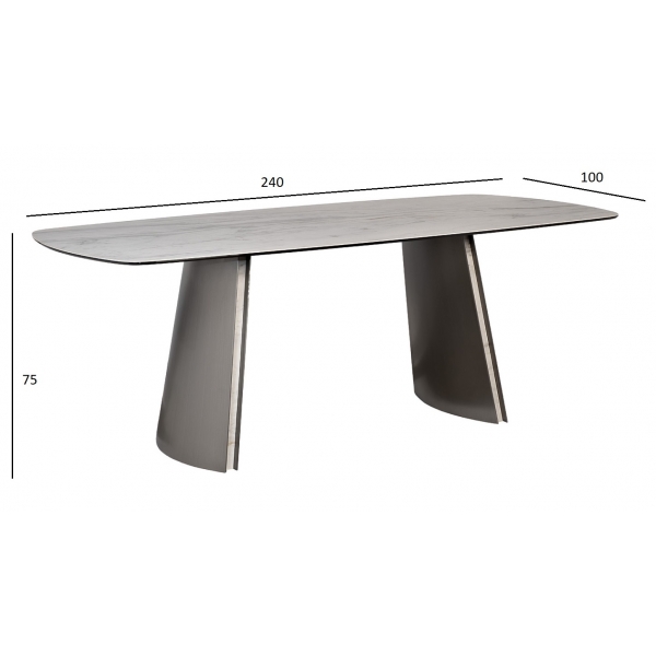 160KD-60061 Стол обеденный, керамика Johannesburg белая 240*100*75см