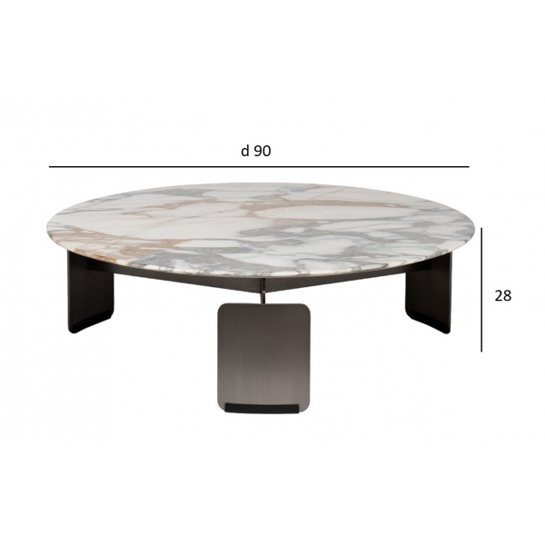 160KD-26500 Стол журнальный, мрамор Arabescato Corchia d90*28см