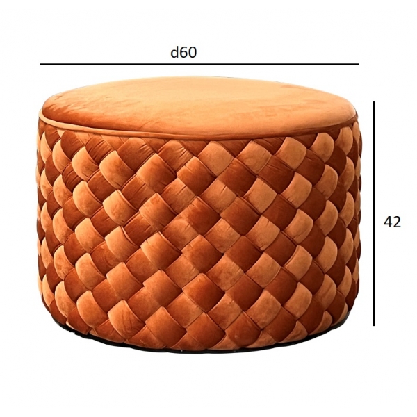 N-PUF304 TER Пуф плетеный, велюр терракотовый d60*42см