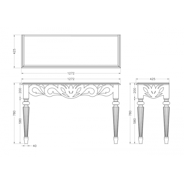 KFC651 Консоль зеркальная 1270*425*785мм