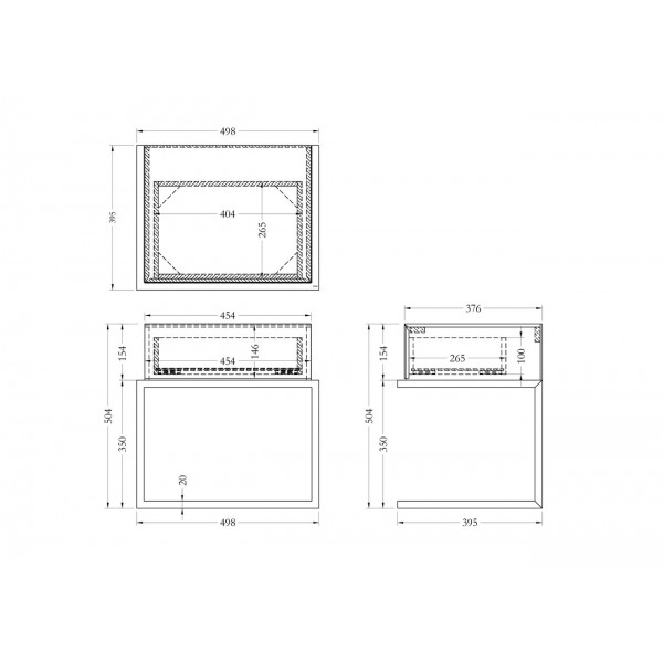 KFG131 Тумба зерк. с ящиком каркас н/ж сталь хром 50*40*50см