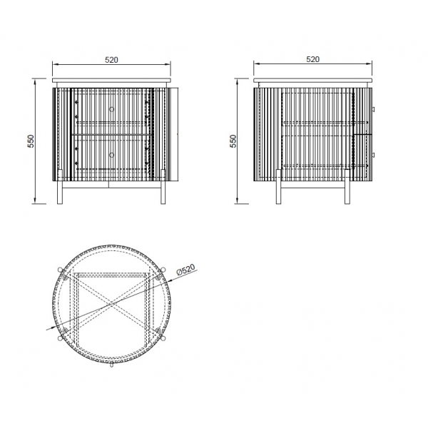 77IP-GD009-TUMB/1 Тумбочка 2 ящика с мраморной столешницей d51*55см
