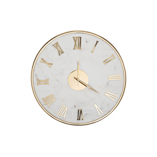 79MAL-5904-40 Часы настенные белый мрамор/золото d40см