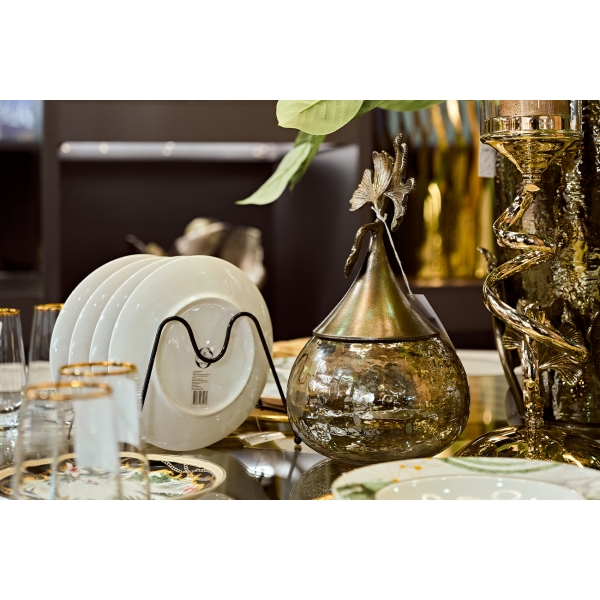 69-1018055 Ваза декоративная с крышкой "Гинкго" 20*18,5*32см