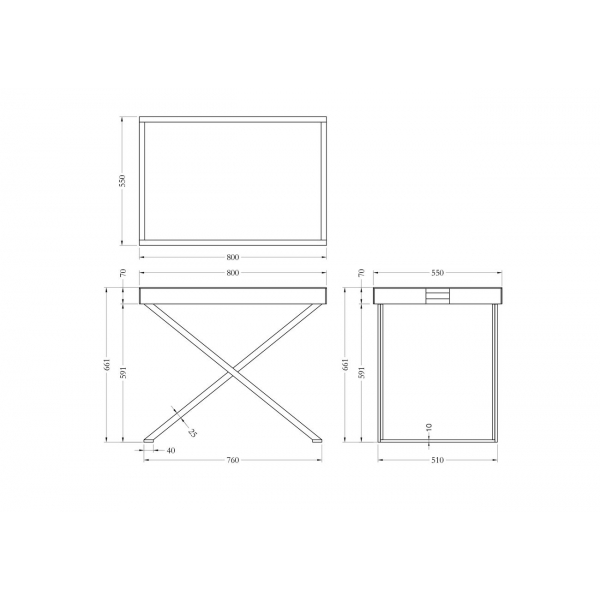 KFG134 Стол сервировочный матовый, н/ж сталь золото 80*55*67см