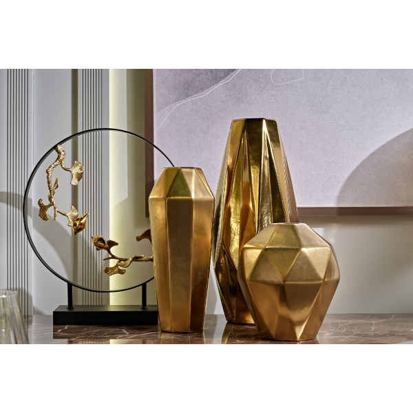 55RD3750S Ваза керамическая цвет золотой d17*19см