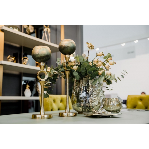 71PN-3183 Подсвечник золотисто-зеленый d11*50см