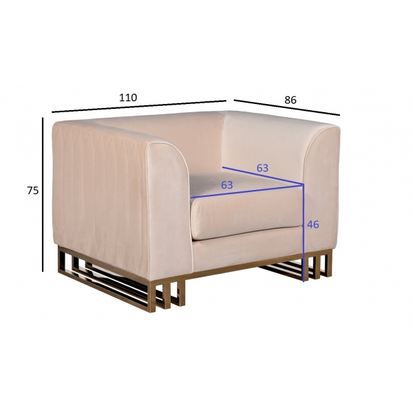 102AN-20491 Кресло Lucerne велюр бежевое 110*86*75см