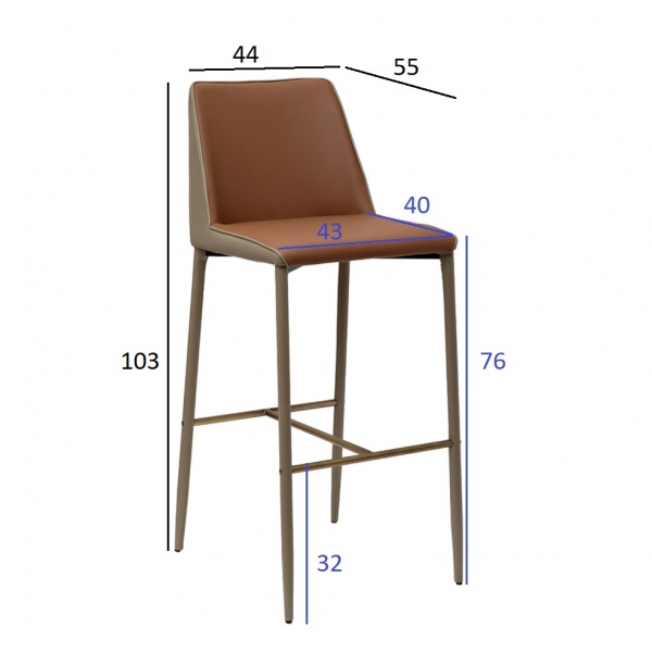 163YH-16995 Стул барный экокожа терракота/бежевый  55*44*103см