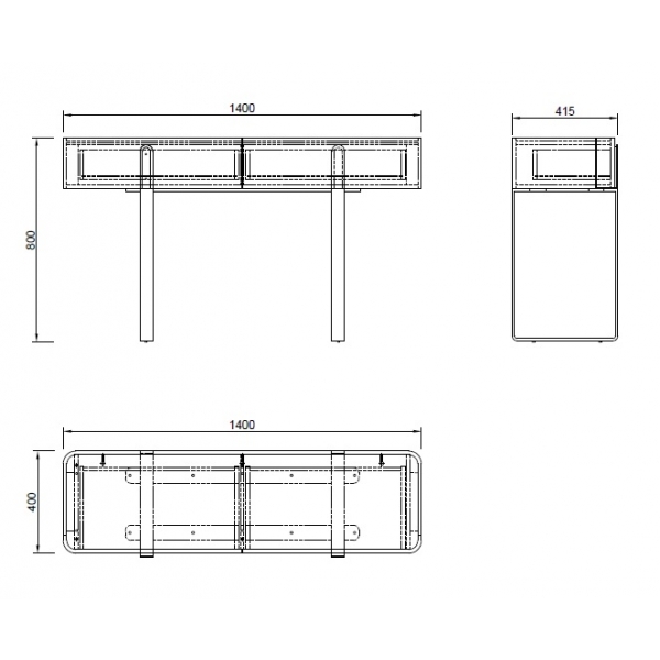 77IP-20862 Консоль светлая с металл. каркасом 140*40*82см
