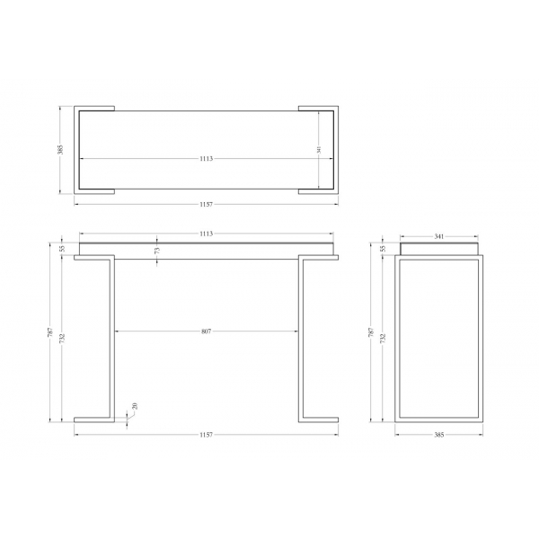 KFG129 Консоль зеркальная каркас н/ж сталь хром 116*39*79см