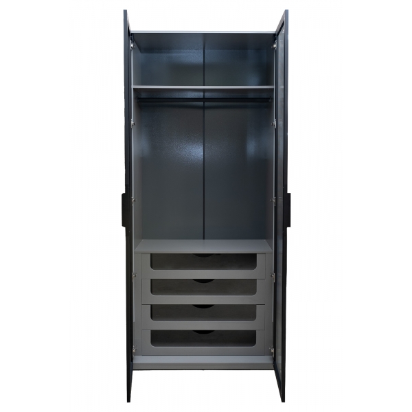 GD-10012-6 Шкаф Alto двухд c выдвиж ящик, цвет серый Кобальт, дверцы стекло(рифленое) 100*57*228.5см