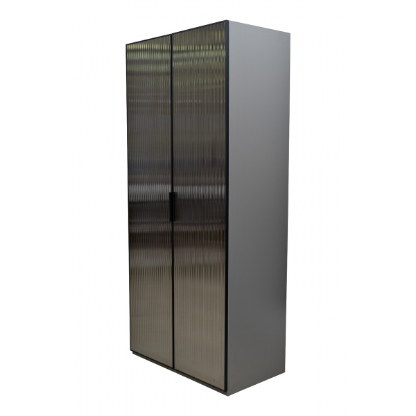 GD-10012-6 Шкаф Alto двухд c выдвиж ящик, цвет серый Кобальт, дверцы стекло(рифленое) 100*57*228.5см