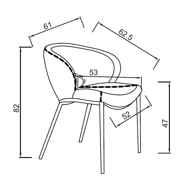 160KD-80030 Стул обеденный экокожа кремовый 62*61*82см