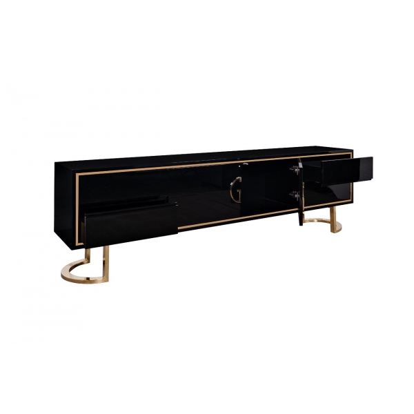 GD-TV002 Тумба под ТВ D'Oro Garda Decor черная/зол. 200*40*60см