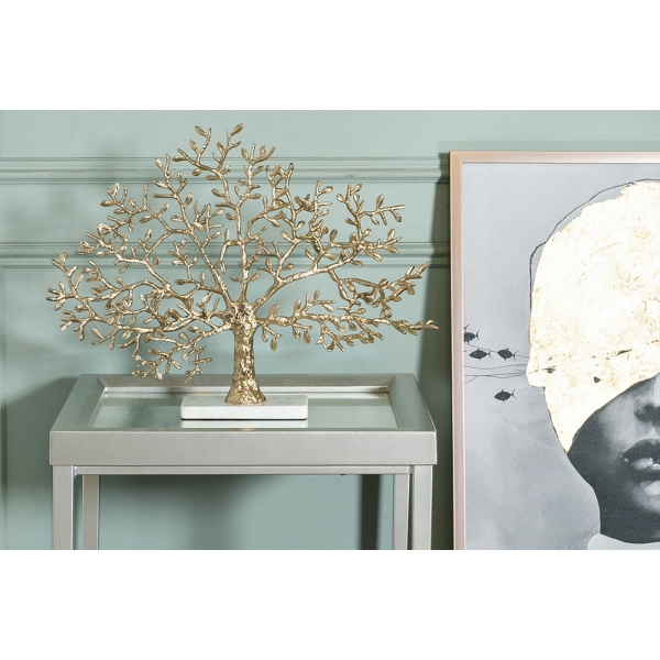 69-919201 Декор настольный "Дерево" зол.мет./мрам.бел 60*13*46см