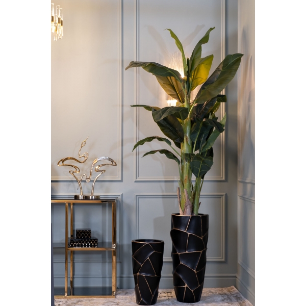 ZSC872-27BL-GL Кашпо d30*69см черное с золотом