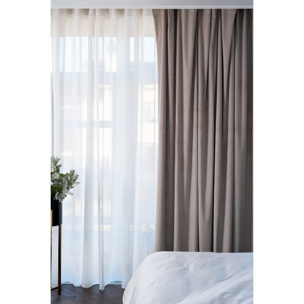 Портьера широкая с подкладом сшивная св.бежевая Riviera-21 260см