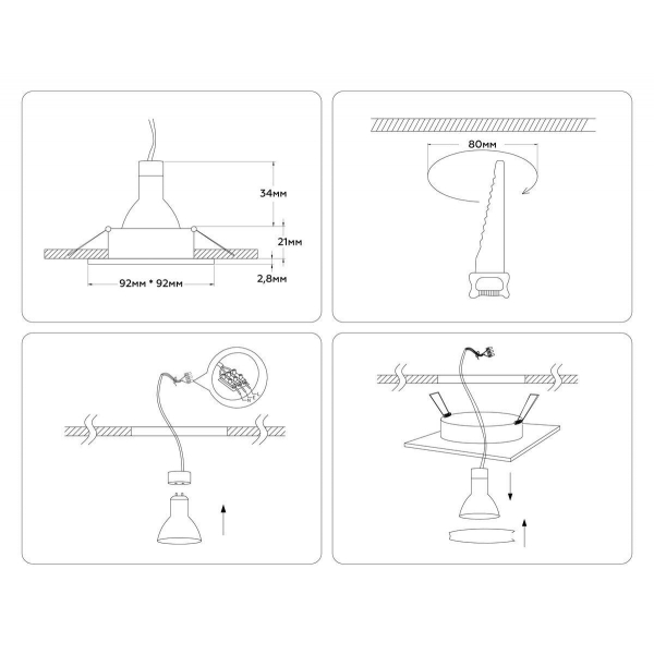 Встраиваемый светильник Ambrella light Techno Spot Standard Tech A8926
