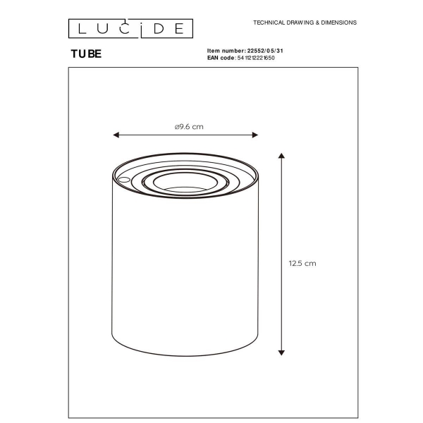 Настольная лампа Lucide Tube 22552/05/31