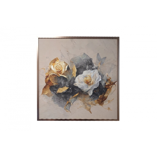 89VOR-GOLDEN ROSE Холст "Золотая роза" 100х100 см, багет пластик (латунь), золотая поталь