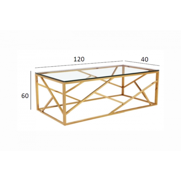 GY-CT2051214GOLD Стол журнальный прозр.стекло/золото 60*120*40см