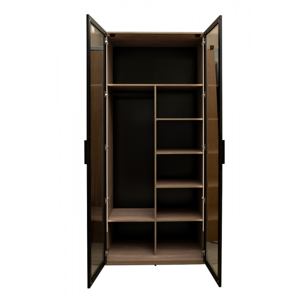GD-10013/1-3 Шкаф Alto двухд c полками, цвет дуб Урбан Кофейный, дверцы стекло(тонир) 100*57*228.5см