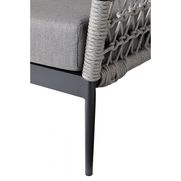 39AR-20628 Диван темно-серый трехместный "Марра" 204*81,5*83см, оплетка"сеть"