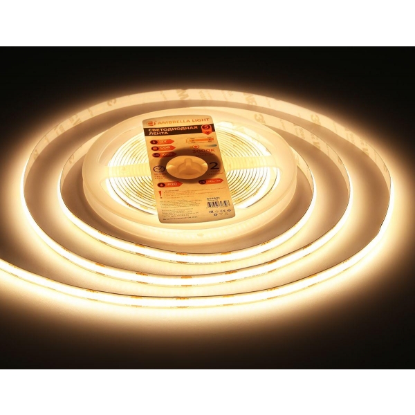 Светодиодная лента Ambrella Light 10W/m 320LED/m COB теплый белый 5M GS2601