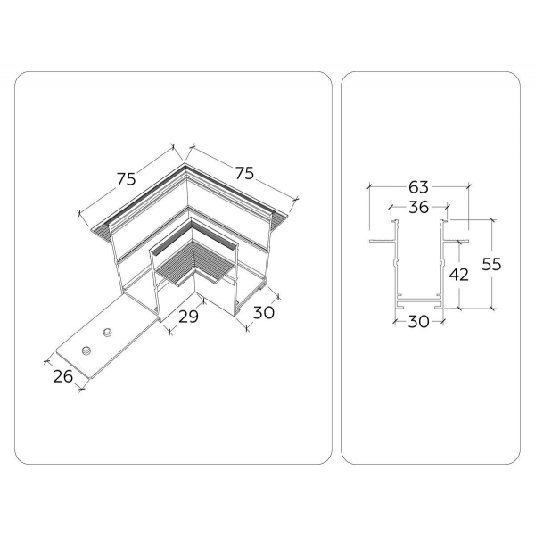 Коннектор L-образный встраиваемый Ambrella Light Track System Magnetic 220V GL1039