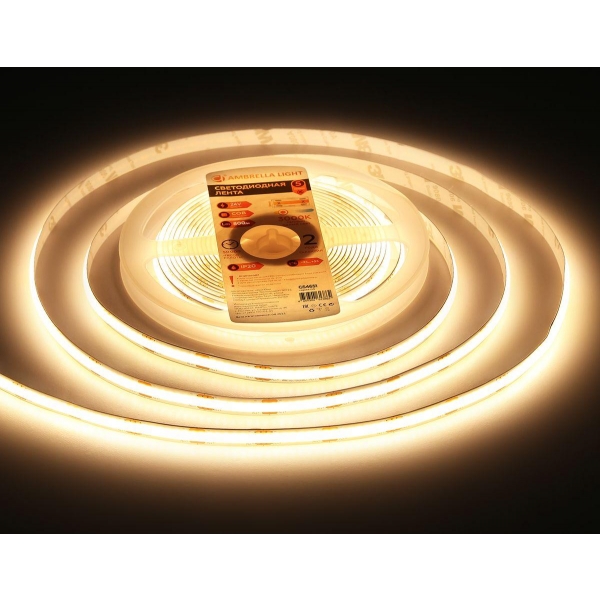 Светодиодная лента Ambrella Light 10W/m 320LED/m COB теплый белый 5M GS4651