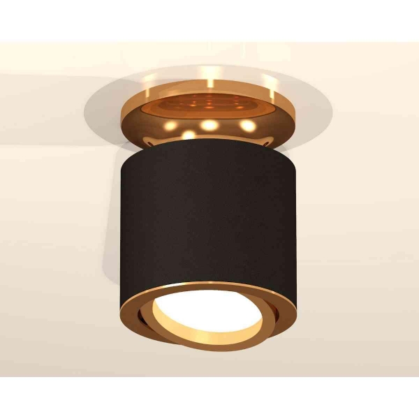 Комплект накладного светильника Ambrella light Techno Spot XS7402100 SBK/PYG черный песок/золото желтое полированное (N7929, C7402, N7004)
