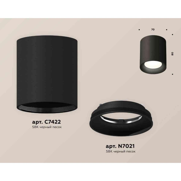 Комплект накладного светильника Ambrella light Techno Spot XS7422010 SBK черный песок (C7422, N7021)