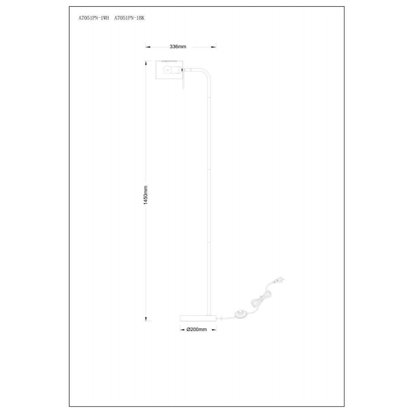 Торшер Arte Lamp Sebastian A7051PN-1BK