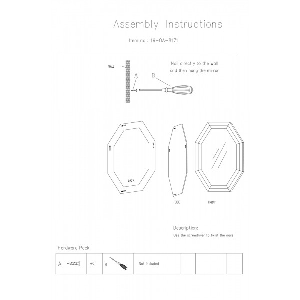 19-OA-8171 Зеркало декоративное в серебристой раме 76*101см