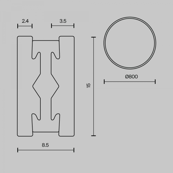 Шинопровод Maytoni Technical Flarity Busbar TRX154-R-D800-B