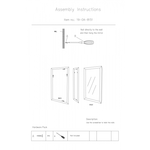 19-OA-8151 Зеркало прямоугольное 80*110см