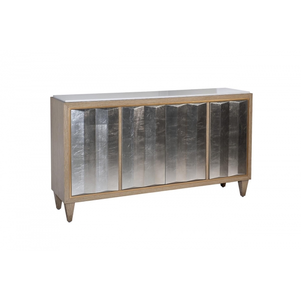 ART-4503-S Комод серебристый,столешн.из белого камня 163*41*91см