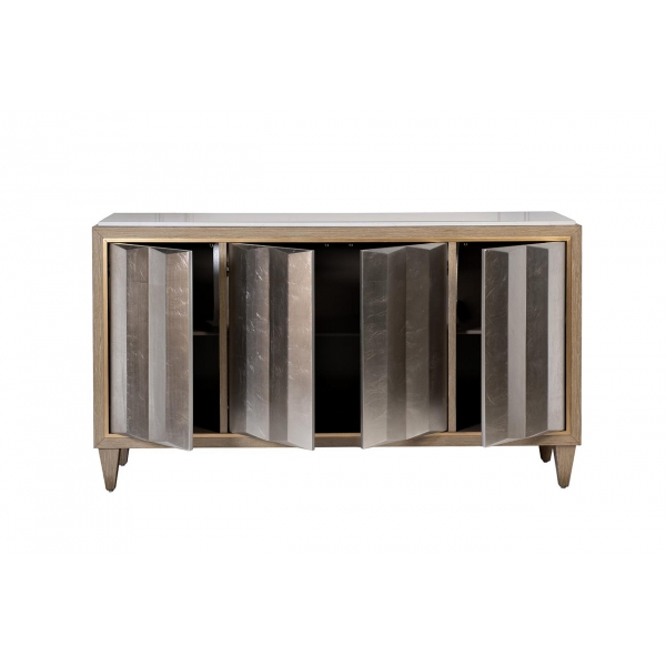 ART-4503-S Комод серебристый,столешн.из белого камня 163*41*91см