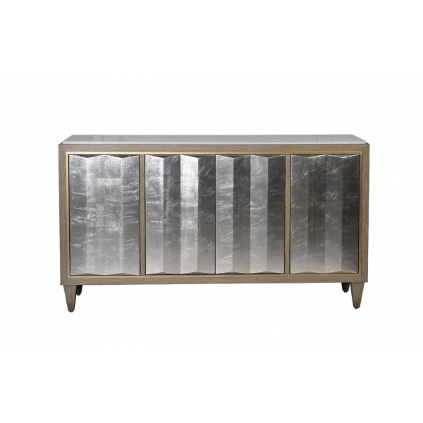 ART-4503-S Комод серебристый,столешн.из белого камня 163*41*91см