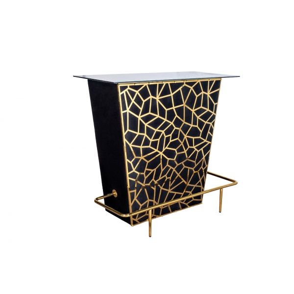 GY-8597TUMB Тумба барная черный велюр/золото 120*59*106.5см