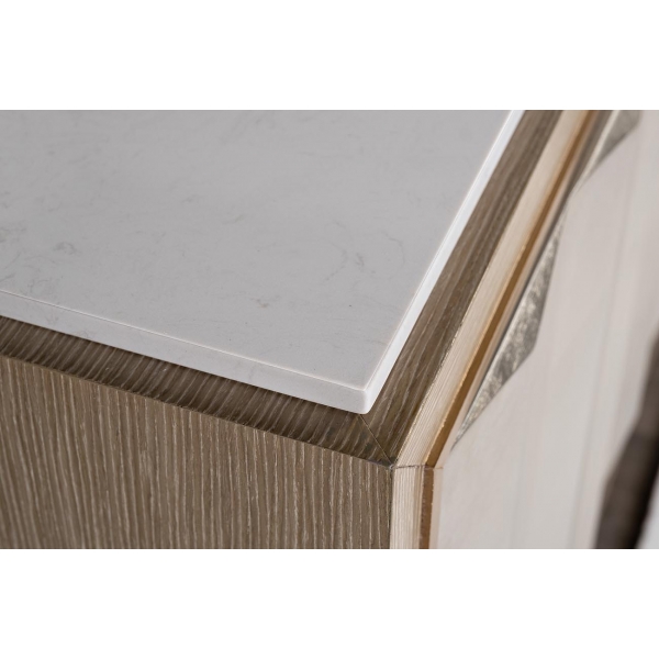 ART-4503-S Комод серебристый,столешн.из белого камня 163*41*91см