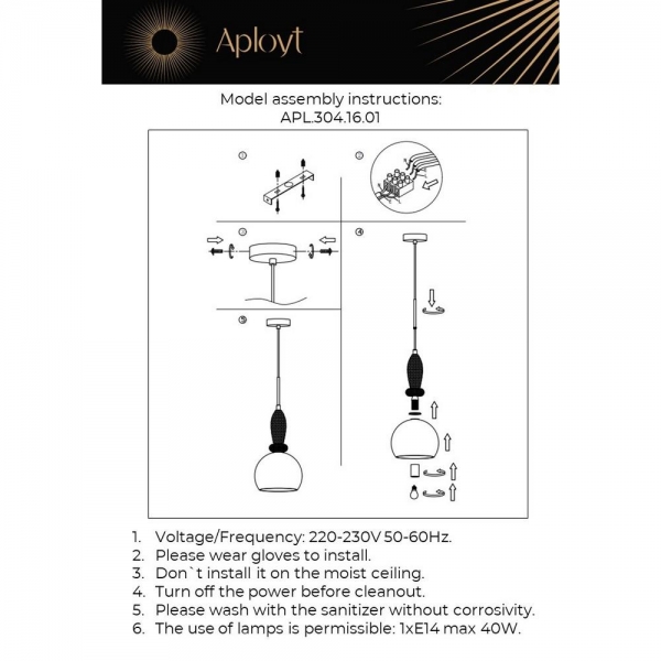 Подвесной светильник Aployt Kristel APL.304.16.01