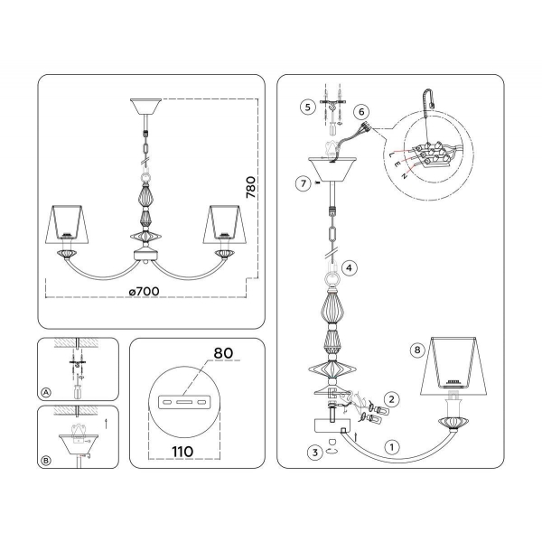 Подвесная люстра Ambrella Light High Light Ceramo Classic LH75024