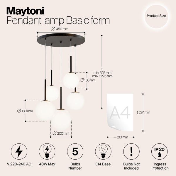 Подвесная люстра Maytoni Basic form MOD321PL-05B