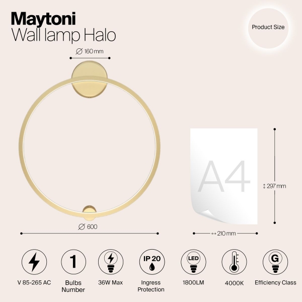 Настенный светильник Maytoni Halo MOD005WL-L22BSK1